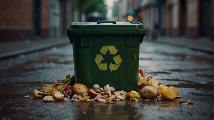 Fototapeta na wymiar Garbage that doesn't go into the bin Garbage in big cities, garbage problems