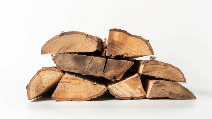 Firewood concept - Stack of timber wood log pile isolated on white background
