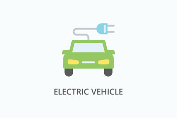 Electric Vehicle vector, icon or logo sign symbol illustration	