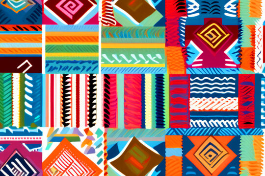 Graphic design of colorful ethnic fabric pattern or style clothing fashion. 