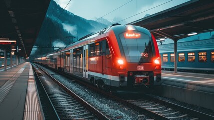 Train Travel with beautiful nature. train on the railway station. Traveling by train in the city. Eco-Friendly Public Transit