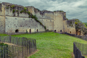 Chateau de Gencay ruins (Du Guesclin), department Vienne, Aquitaine, France - obrazy, fototapety, plakaty