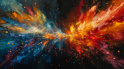 Painting of Colorful Space Explosion - obrazy, fototapety, plakaty