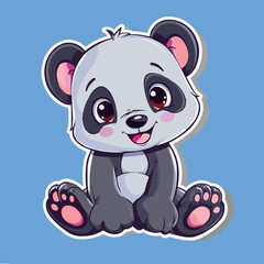 Illustration Cute Baby Panda vector sticker design	