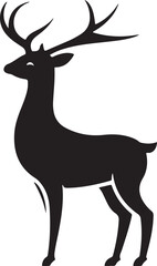 deer black silhouette vector design with white color background