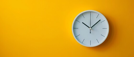 A clock on a yellow wall.