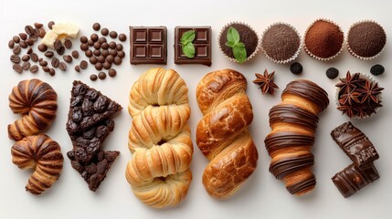  croissants, cookies, and chocolates