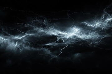Lightning thunderstorm black background. Generate AI image