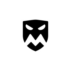 M letter monster face shield logo design