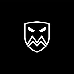 M letter monster face shield logo design
