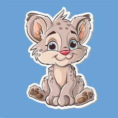Illustration Cute Baby Lynx vector sticker design	