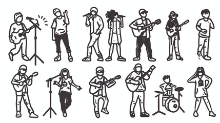 The design of the singer people outline icon pack vector