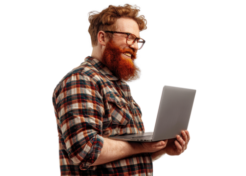 Redhead Scandinavian Man with Laptop