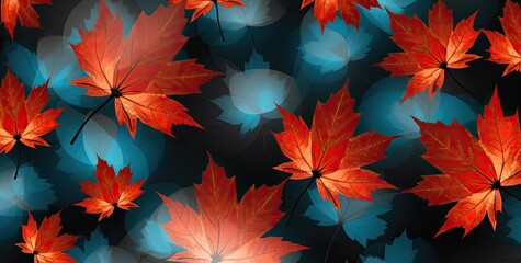 Stunning autumn backdrop with orange-red foliage. - obrazy, fototapety, plakaty