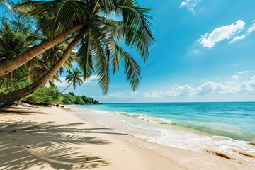 Tranquil beach scene. Exotic tropical beach landscape, summer vacation holiday concept.