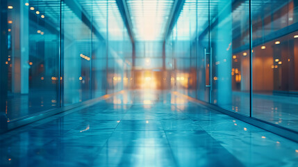 Blurred glass wall of modern business office building at the business center use for background in...