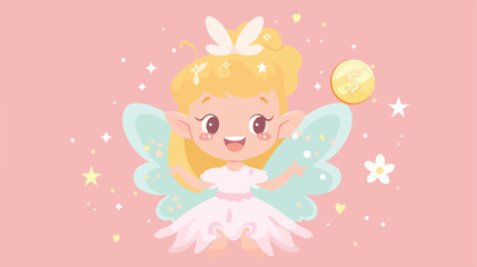 Tooth Fairy with Coin Cent. Magic Fantasy Character 