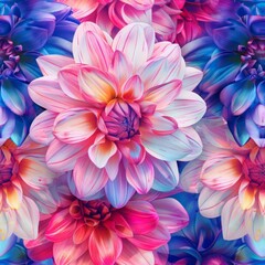 Obraz premium 3D seamless Watercolor dahlia in bold and vibrant colors