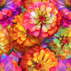 3D seamless Watercolor dahlia  in bold and vibrant colors