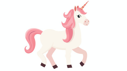 Toy of unicorn with pink mane and tail flat style vect