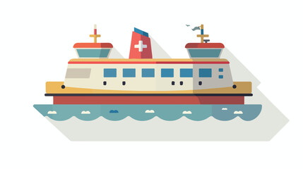 Transportation ferry flat icon with long shadow flat vector