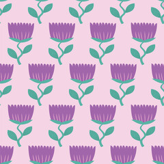 Vintage seamless floral pattern. A background of bright colors on a pink background. Vector graphics for printing on surfaces and web design.
