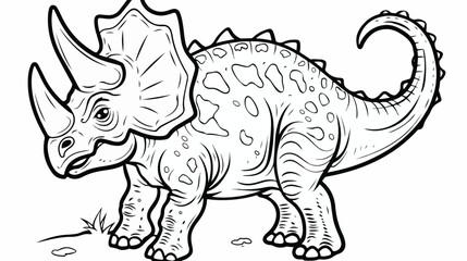 Triceratops  colouring book for kids vector illustration