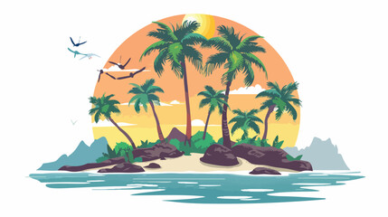 Fototapeta na wymiar Tropical island illustration design template flat vector
