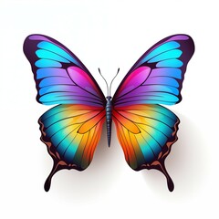 colorful butterflies on white background Created with Generative AI technology.