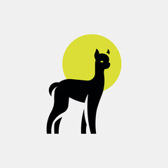 Vector illustration of cute alpaca logo