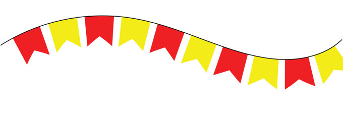 Obraz premium Colorful paper bunting party flags isolated on white background. Colorful bunting party decoration vector. Vector illustration. Eps file 305.