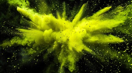 gelbe und grüne Farbexplosion vor dunklem Hintergrund