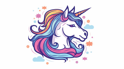Unicorn doodle icon Vector illustration isolated on wh