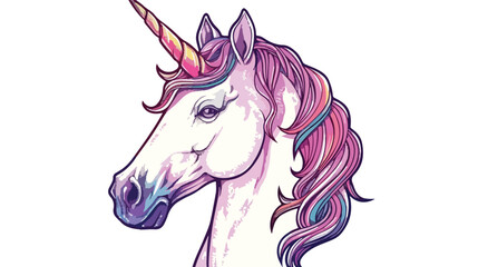 Obraz na płótnie Canvas Unicorn icon. portrait horse sticker patch badge. Magi