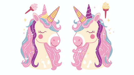 Unicorns are real cute magic vector illustration. Unic