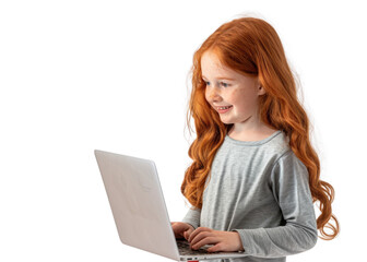 Fototapeta premium Young Redhead Girl Using Laptop