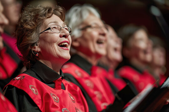 Women sing inspiredly in the church choir