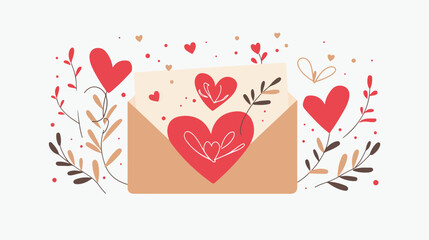 Valentine card flat vector isolated on white background