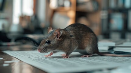 A rat is standing on top of a piece of paper. Generative AI.