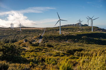 Wind turbines on the plateau, Madeira
