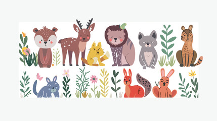 Vector animals illustration theme. Typography card.