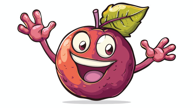 Vector cartoon character and mascot of a mangosteen 