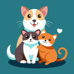 dog and cat celebrates companionship vector