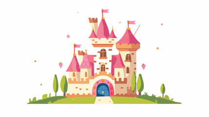 Vector cartoon tower. Fantasy world castle part icon w
