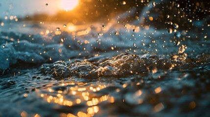 Close-Up of Glistening Water Droplets on a Surface
