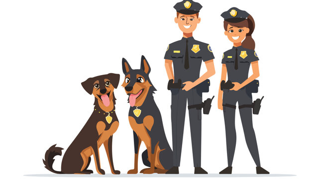 Vector characters two young police officers man