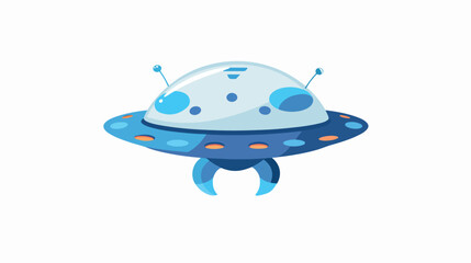 Vector flat funny blue alien spaceship logo or label