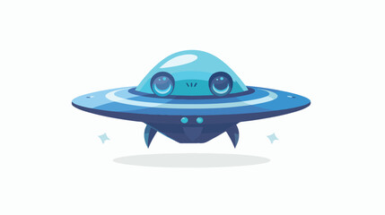 Vector flat funny blue alien spaceship logo or label