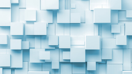 Obraz premium An abstract background featuring randomly shifted white cube boxes, creating a visually striking backdrop with ample copy space