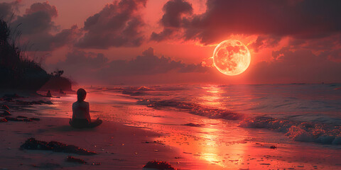 Sunset Yoga and Meditation Session on Pastel Beach | Calming Psychic Waves, Healing Journey